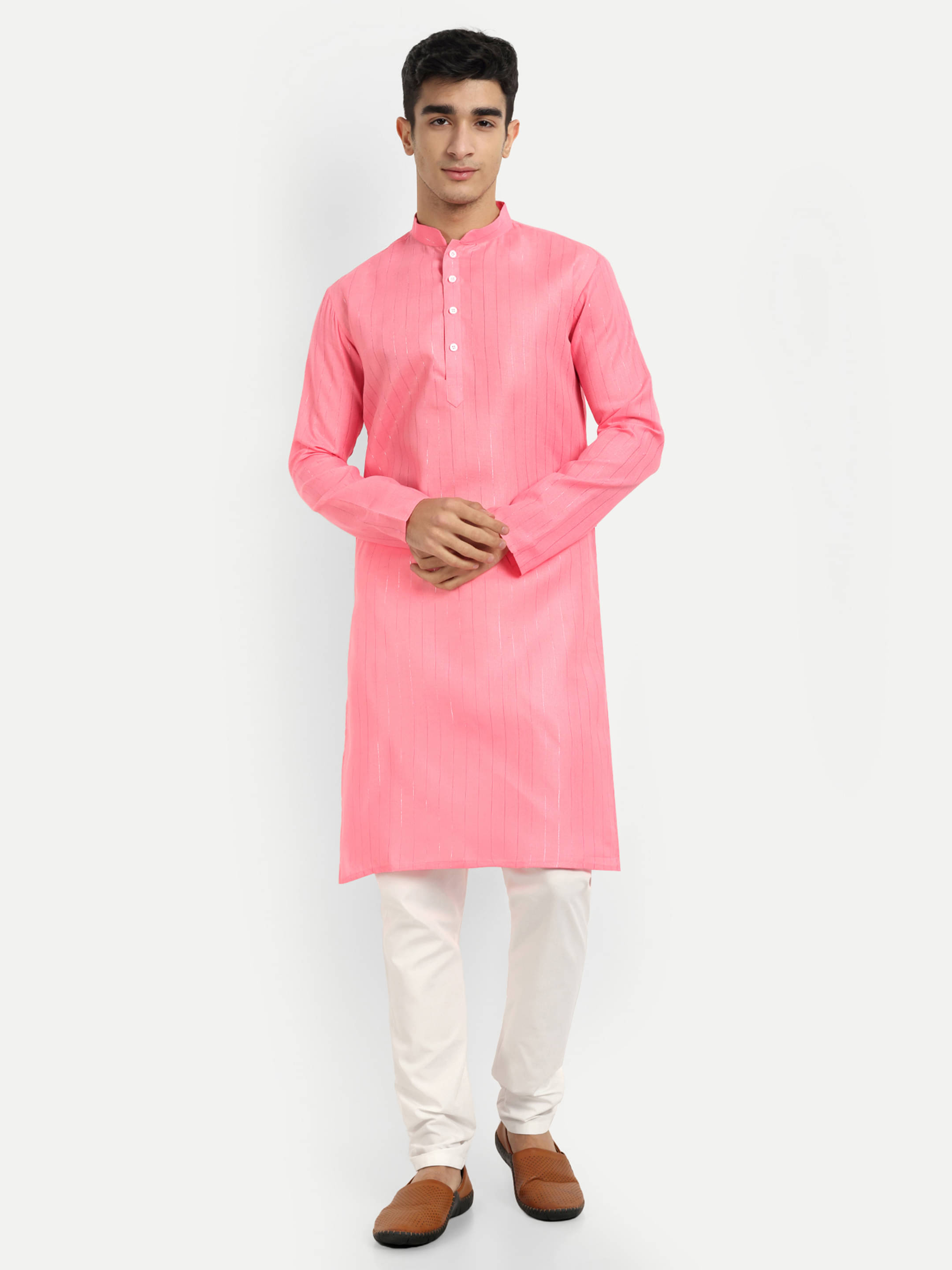 LEIPZIG FASHION Light Pink Cotton Blend Men's Regular Kurta ( Pack of 1 ) LEIPZIG FASHION Light Pink Cotton Blend Men's Regular Kurta ( Pack of 1 )