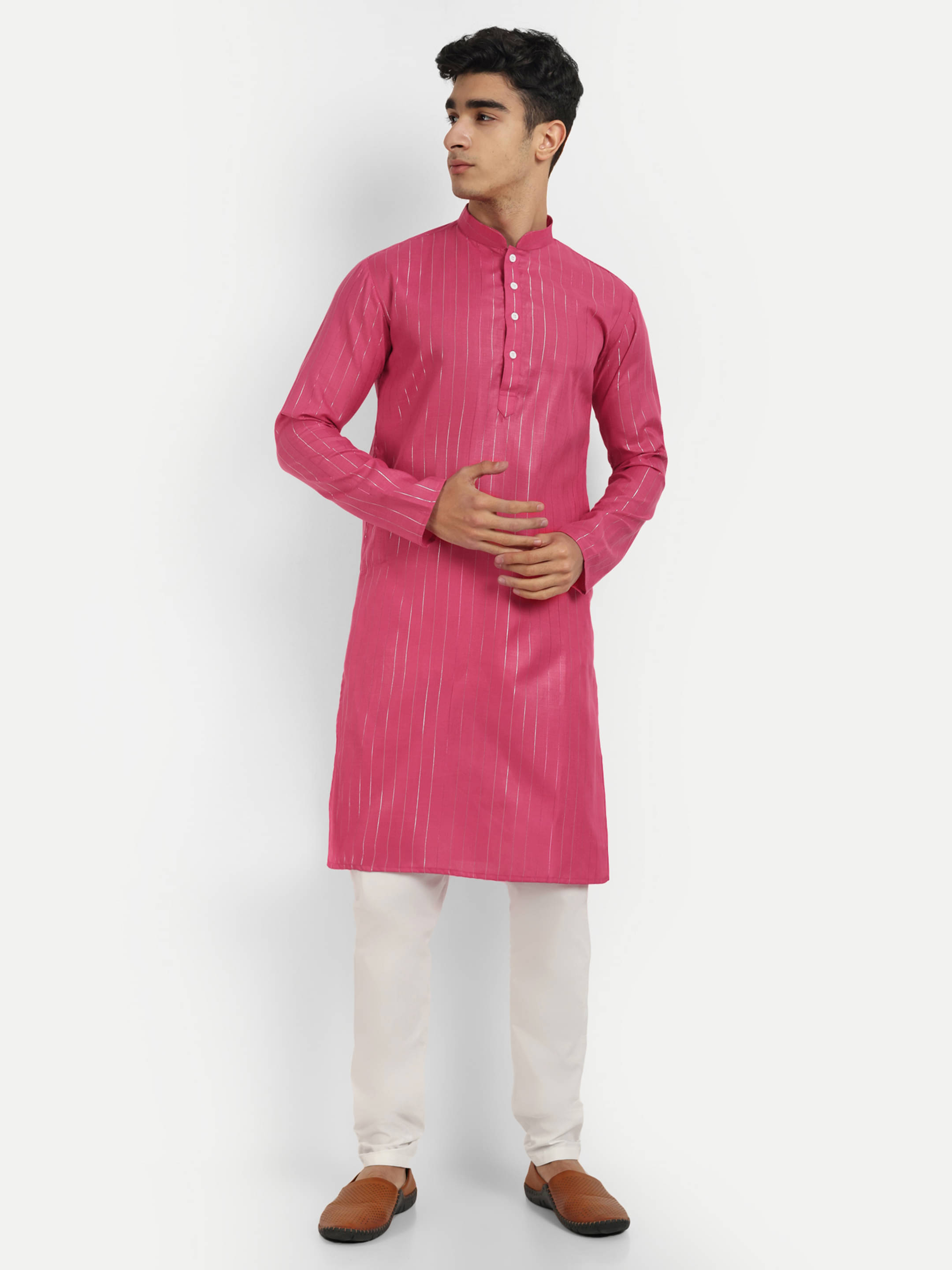 LEIPZIG FASHION Pink Cotton Blend Men's Regular Kurta ( Pack of 1 ) LEIPZIG FASHION Pink Cotton Blend Men's Regular Kurta ( Pack of 1 )