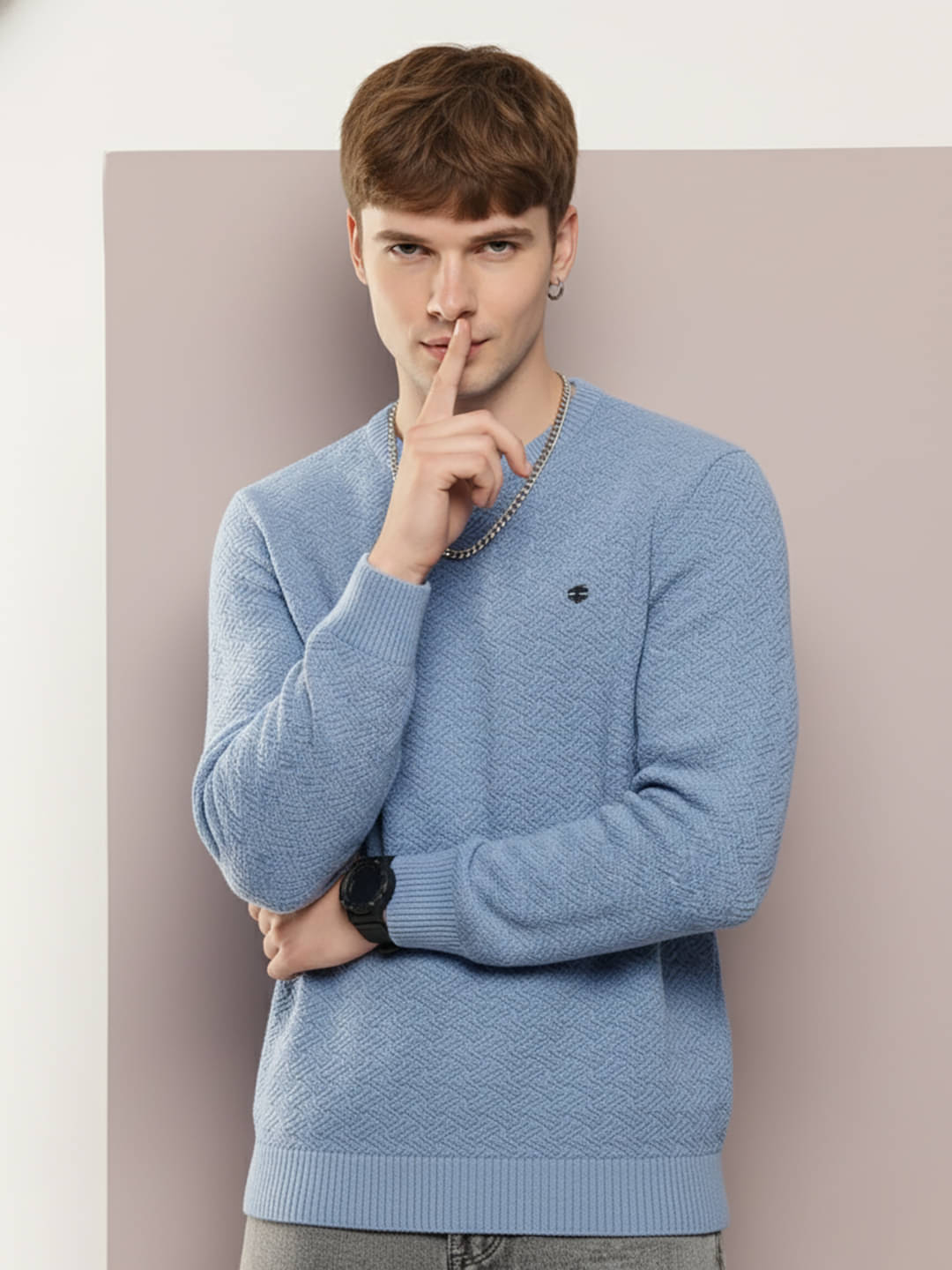 Merriment Acrylic Round Neck Men's Full Sleeves Pullover Sweater - Light Blue ( Pack of 1 ) Merriment Acrylic Round Neck Men's Full Sleeves Pullover Sweater - Light Blue ( Pack of 1 )