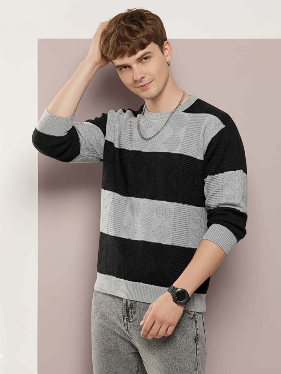 Merriment Acrylic Round Neck Men's Full Sleeves Pullover Sweater - Grey ( Pack of 1 ) Merriment Acrylic Round Neck Men's Full Sleeves Pullover Sweater - Grey ( Pack of 1 )