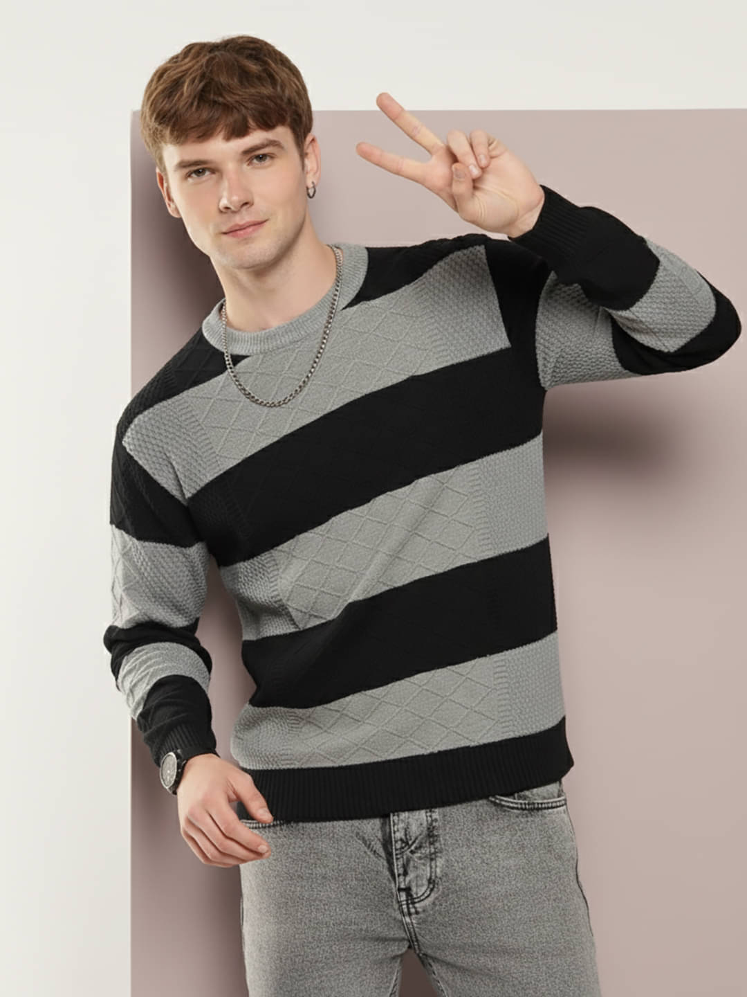 Merriment Acrylic Round Neck Men's Full Sleeves Pullover Sweater - Grey ( Pack of 1 ) Merriment Acrylic Round Neck Men's Full Sleeves Pullover Sweater - Grey ( Pack of 1 )