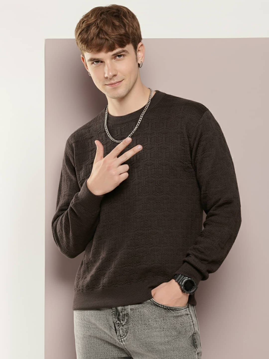 Merriment Acrylic Round Neck Men's Full Sleeves Pullover Sweater - Black ( Pack of 1 ) Merriment Acrylic Round Neck Men's Full Sleeves Pullover Sweater - Black ( Pack of 1 )