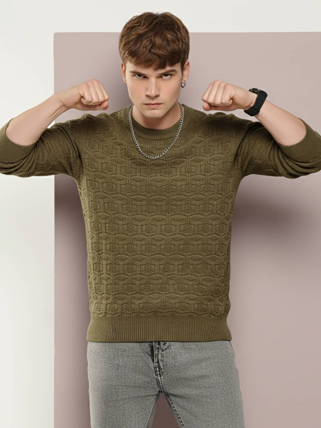 Merriment Acrylic Round Neck Men's Full Sleeves Pullover Sweater - Khaki ( Pack of 1 ) Merriment Acrylic Round Neck Men's Full Sleeves Pullover Sweater - Khaki ( Pack of 1 )