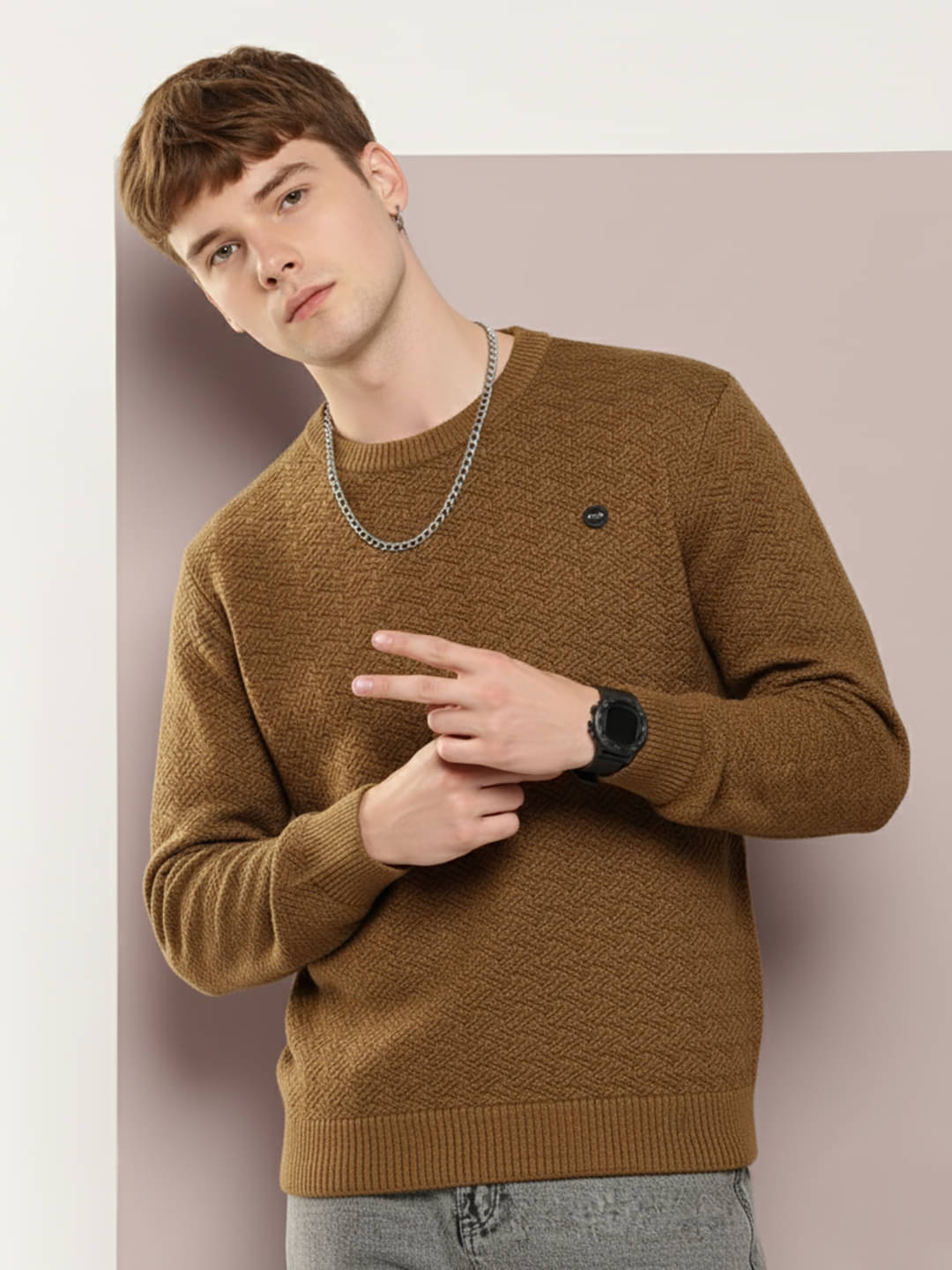 Merriment Acrylic Round Neck Men's Full Sleeves Pullover Sweater - Brown ( Pack of 1 ) Merriment Acrylic Round Neck Men's Full Sleeves Pullover Sweater - Brown ( Pack of 1 )