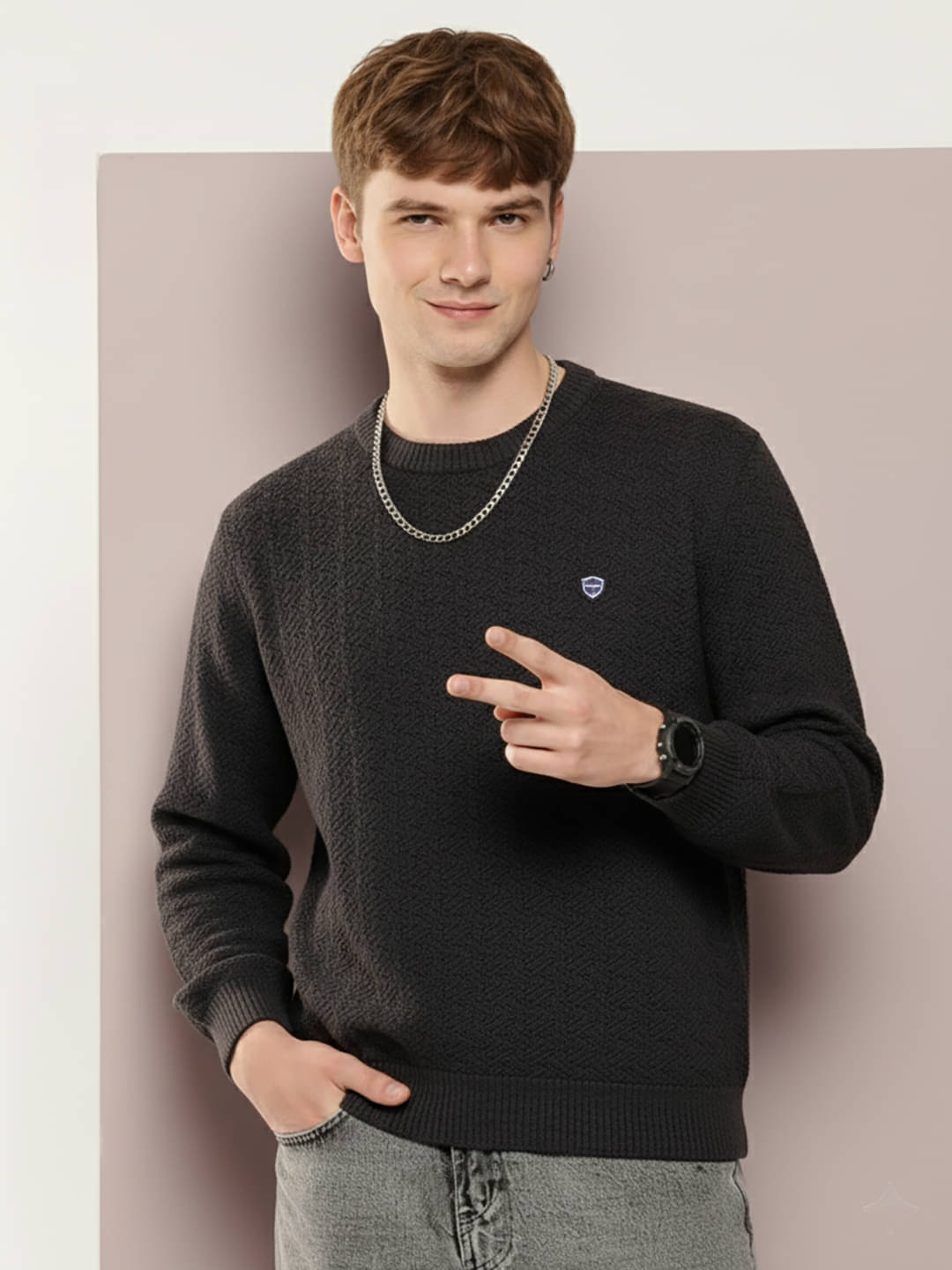 Merriment Acrylic Round Neck Men's Full Sleeves Pullover Sweater - Black ( Pack of 1 ) Merriment Acrylic Round Neck Men's Full Sleeves Pullover Sweater - Black ( Pack of 1 )