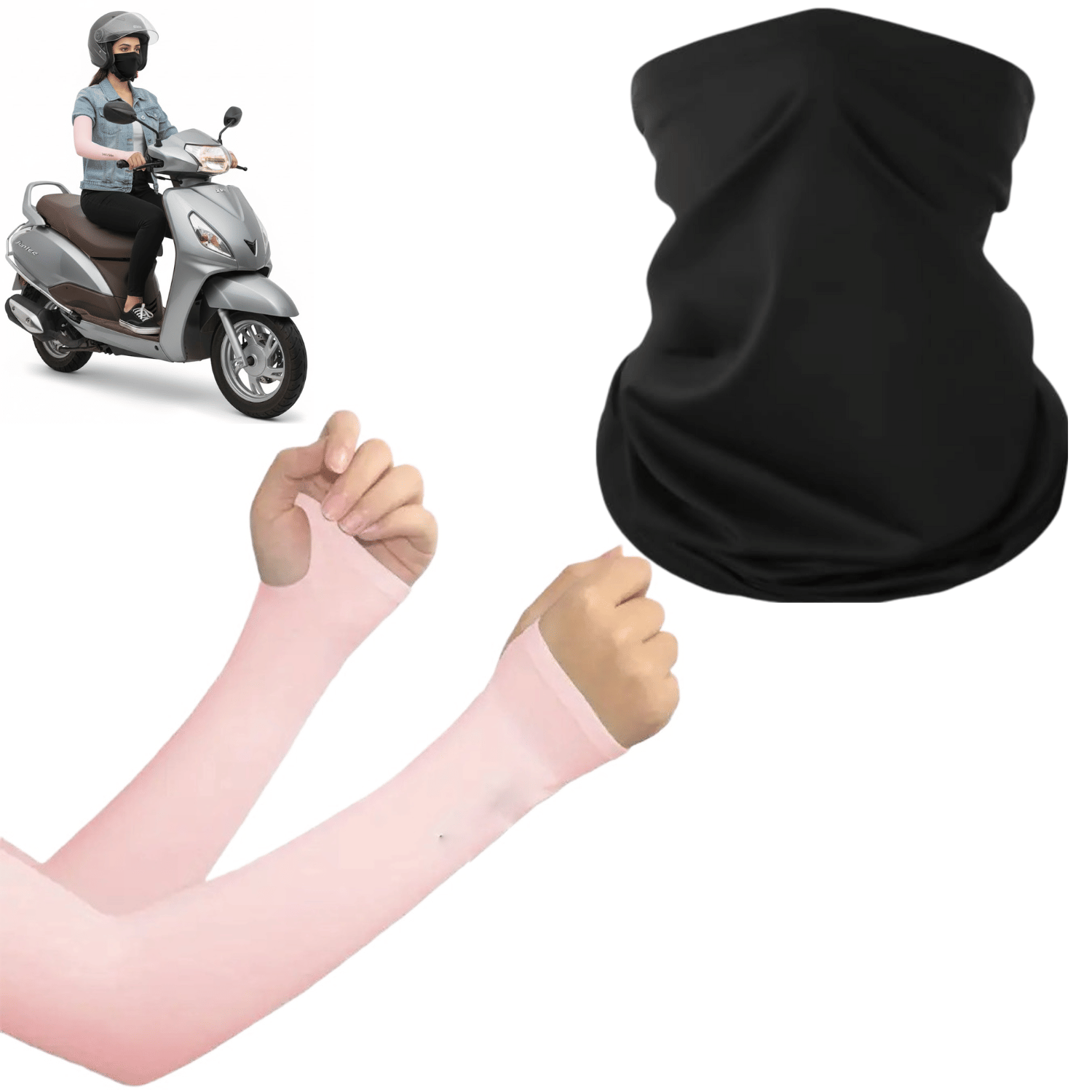     			Multifunctional Face Mask Bandanas Mask & Arm Sleeves Sun Protection Gloves for Men and Women Biking,Cricket,Cycling, Golf, Outdoor Sports Combo Pack