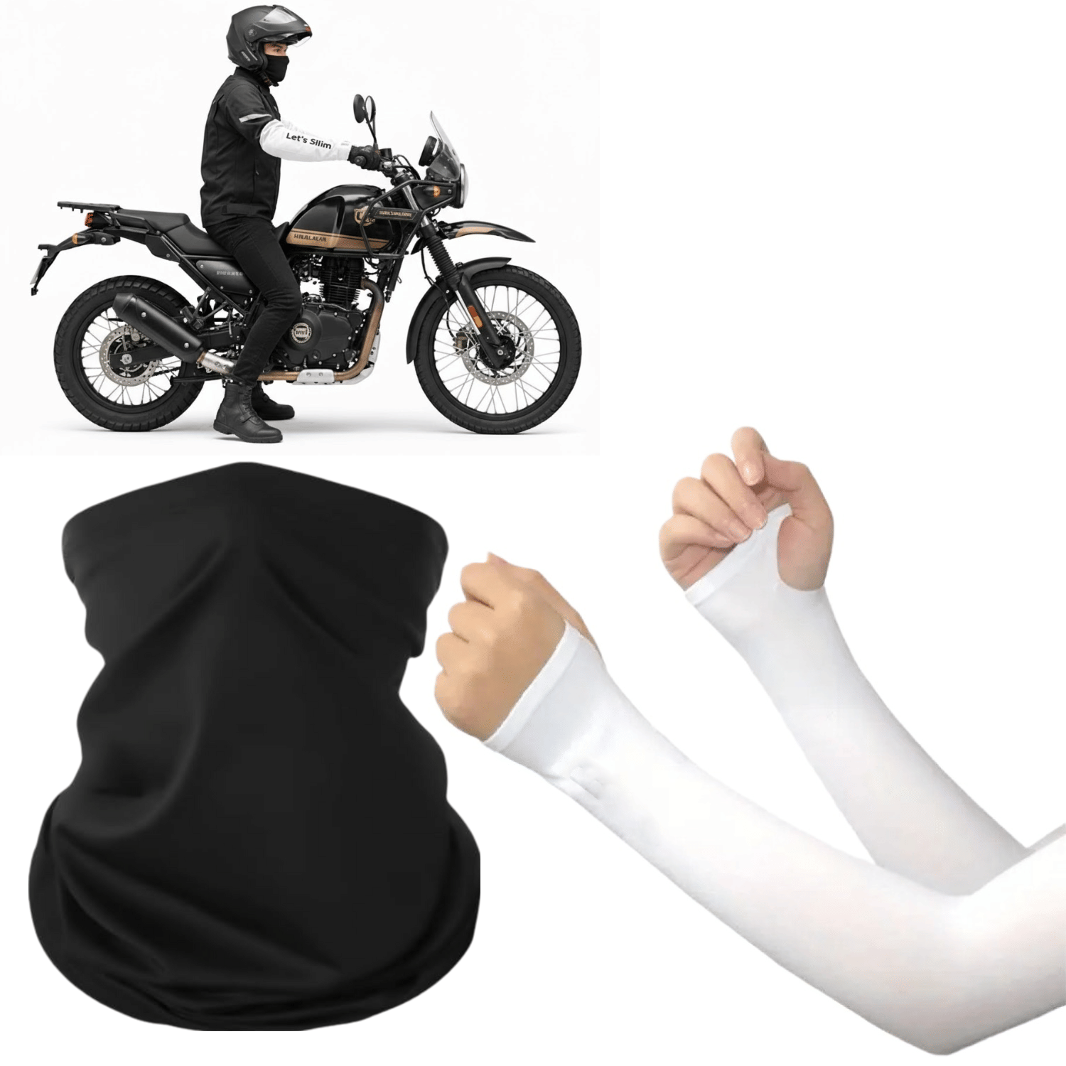     			Multifunctional Face Mask Bandanas Mask & Arm Sleeves Sun Protection Gloves for Men and Women Biking,Cricket,Cycling, Golf, Outdoor Sports Combo Pack