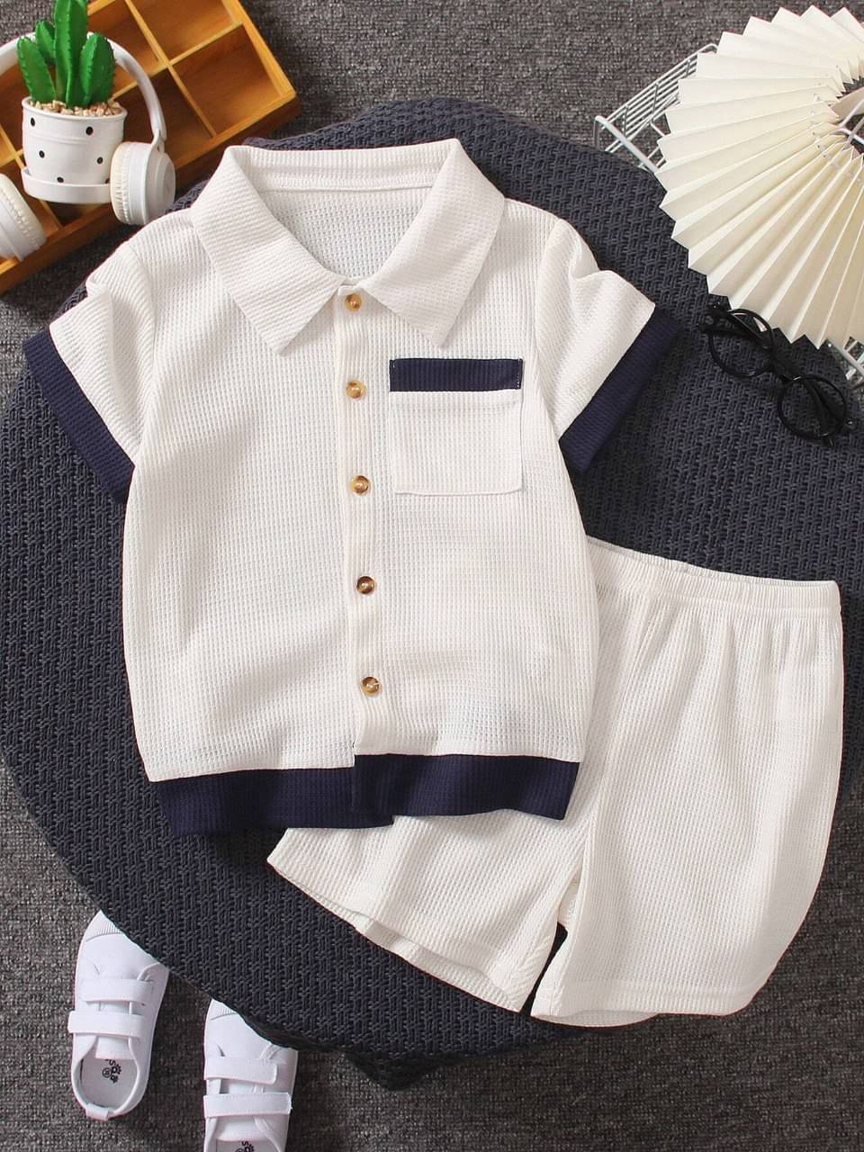 PEELOO Pack of 1 Unisex Cotton Blend Shirt & Shorts Set ( Cream ) PEELOO Pack of 1 Unisex Cotton Blend Shirt & Shorts Set ( Cream )