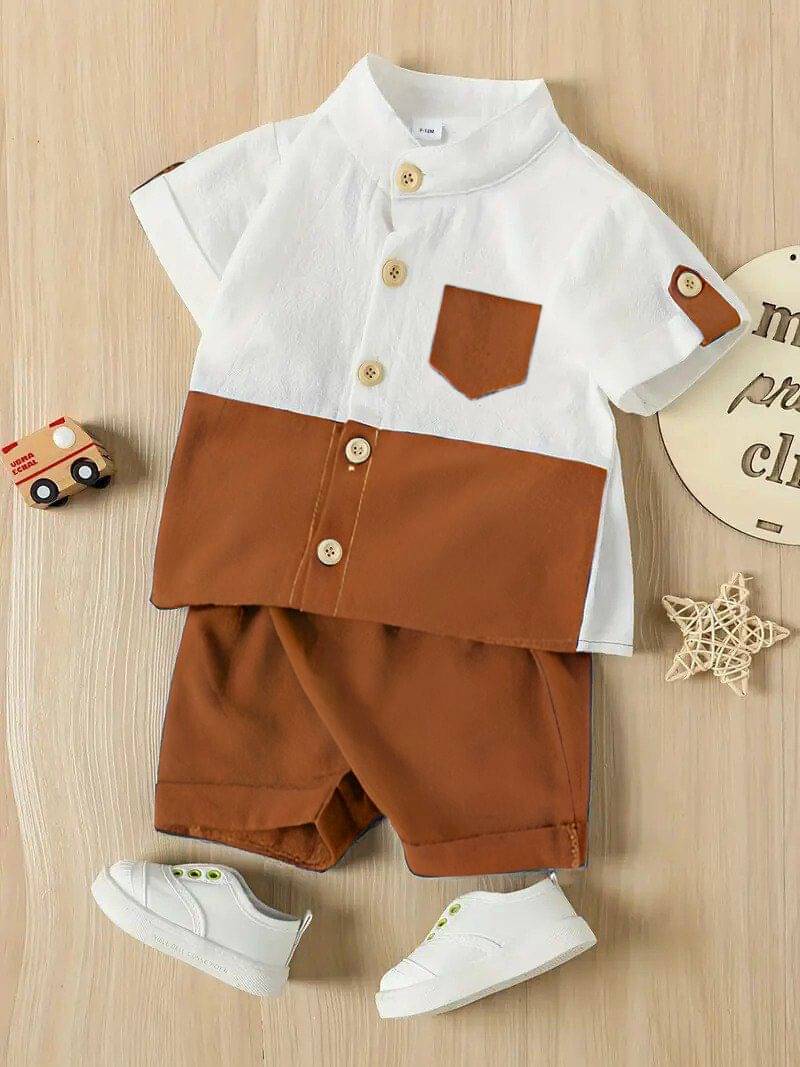     			PEELOO Pack of 1 Unisex Cotton Blend Shirt & Shorts Set ( Rust )