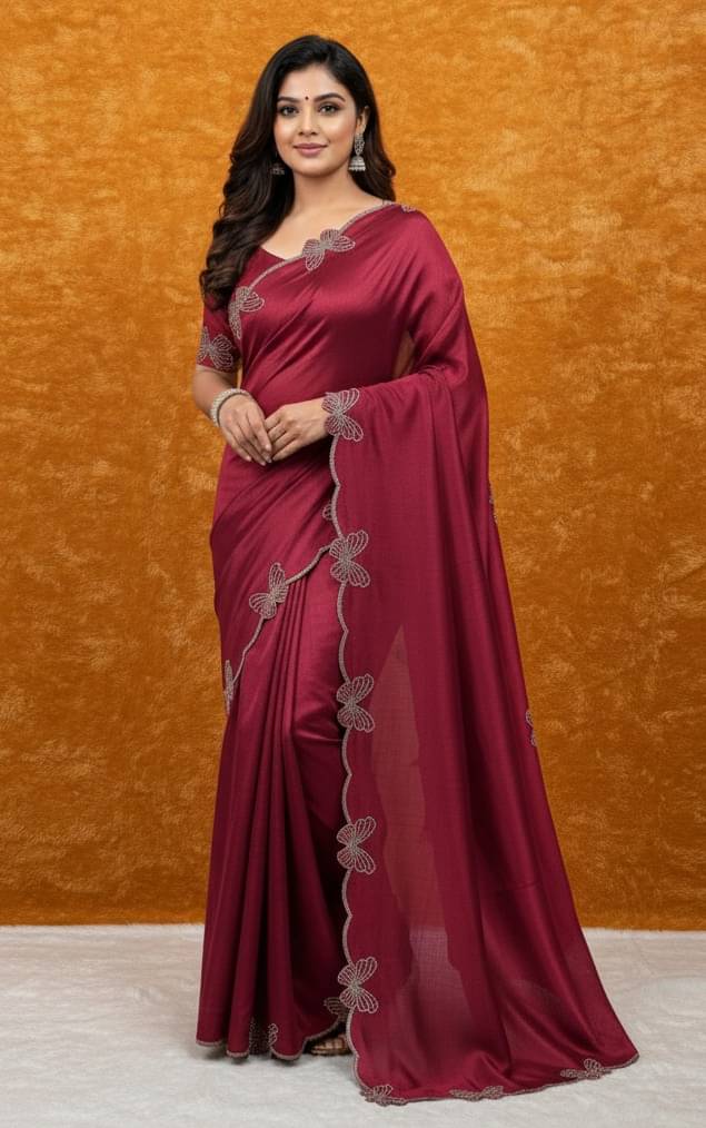 RichChoice Chiffon Embellished Regular Saree With Unstitched Blouse Piece ( Maroon ) RichChoice Chiffon Embellished Regular Saree With Unstitched Blouse Piece ( Maroon )