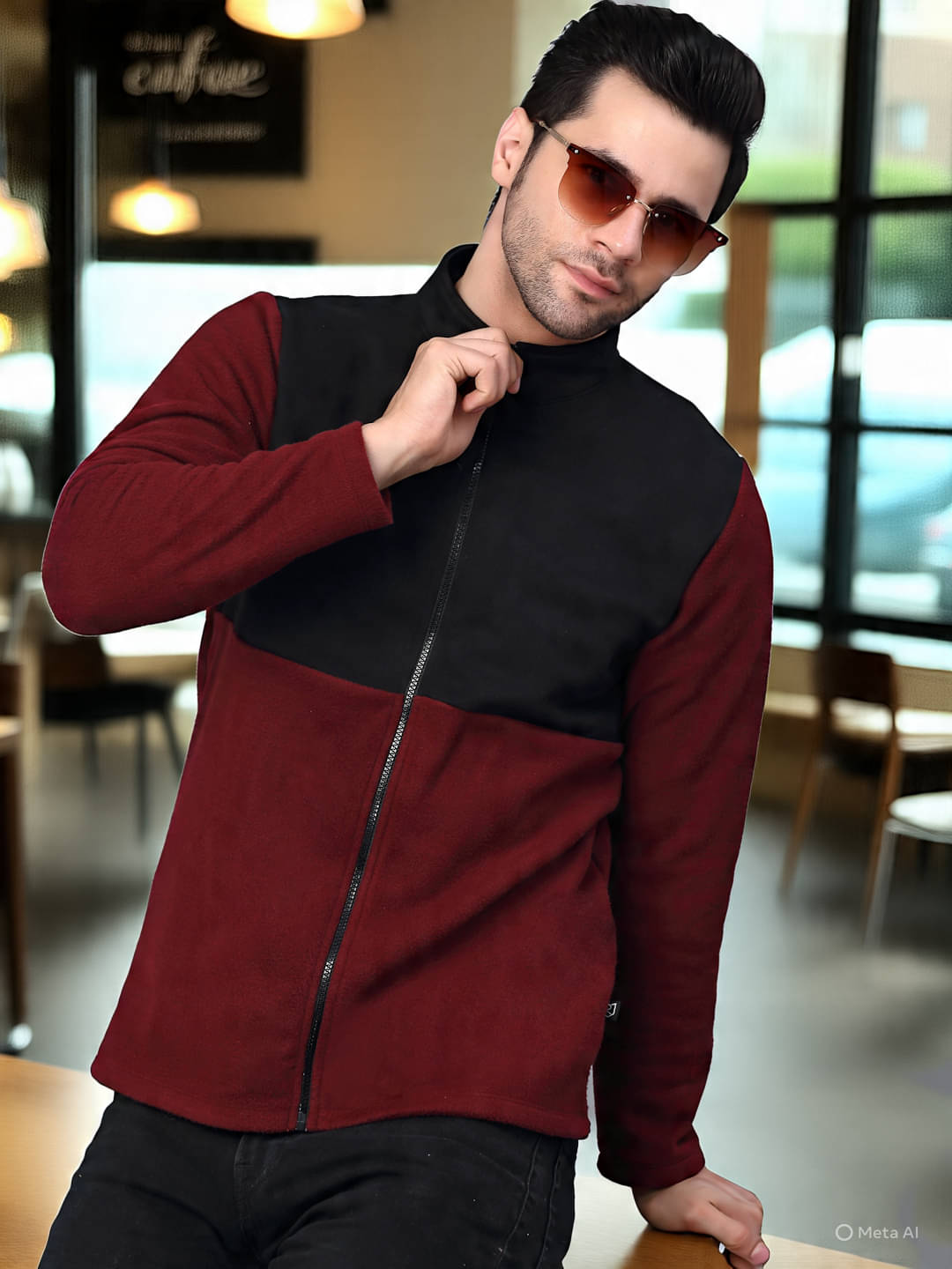    			Rigo Fleece High Neck Men's Sweatshirt - Maroon ( Pack of 1 )