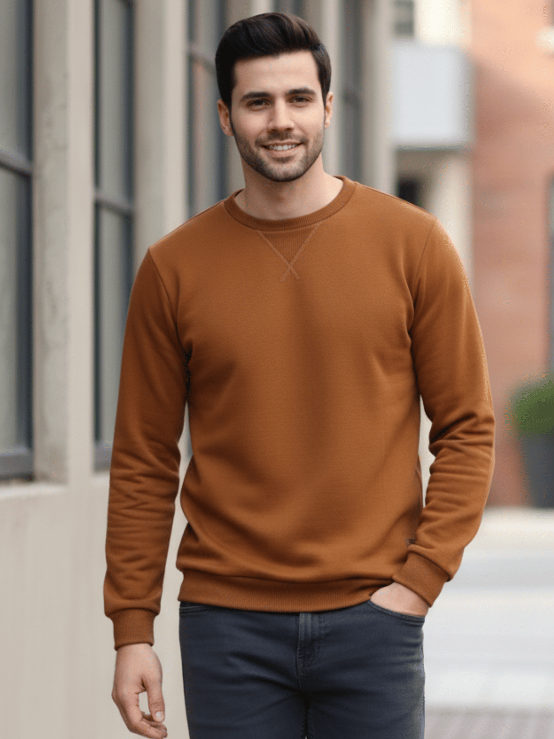 Rigo Fleece Round Neck Men's Sweatshirt - Brown ( Pack of 1 )