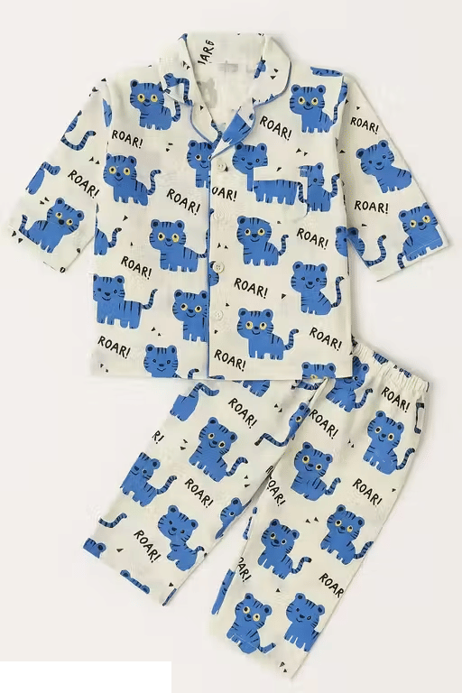     			Sahu trendz Pack of 1 Boys 100% Cotton Nightsuit Set ( Blue )