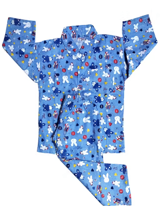     			Sahu trendz Pack of 1 Boys 100% Cotton Nightsuit Set ( Blue )