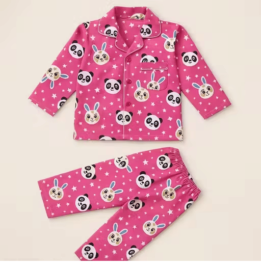     			Sahu trendz Pack of 1 Boys 100% Cotton Nightsuit Set ( Pink )