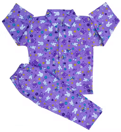     			Sahu trendz Pack of 1 Boys 100% Cotton Nightsuit Set ( Purple )