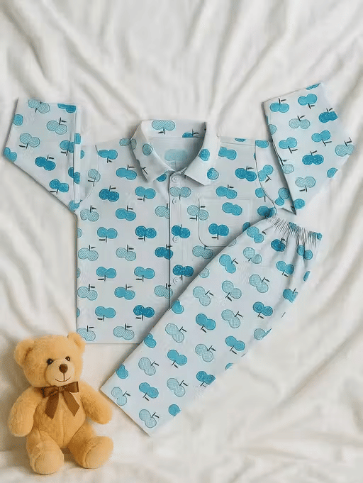     			Sahu trendz Pack of 1 Boys 100% Cotton Nightsuit Set ( Blue )