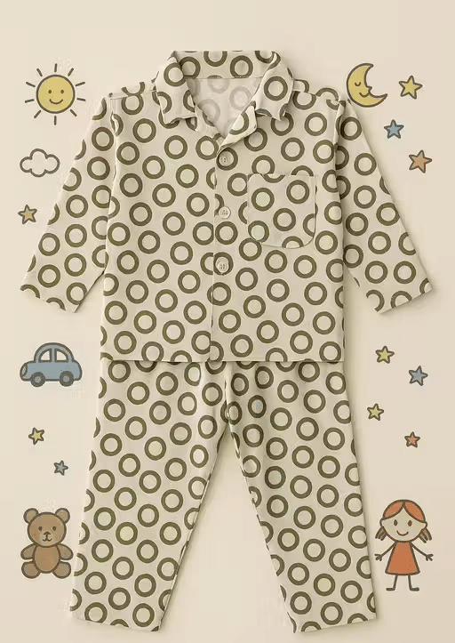     			Sahu trendz Pack of 1 Boys 100% Cotton Nightsuit Set ( Green )