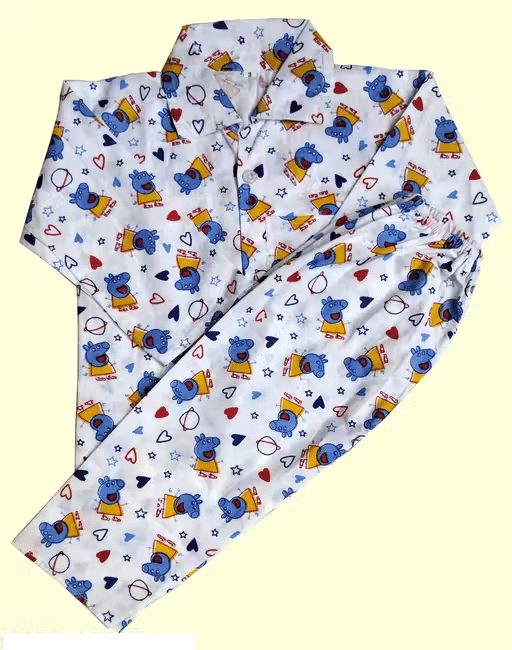     			Sahu trendz Pack of 1 Boys 100% Cotton Nightsuit Set ( Blue )