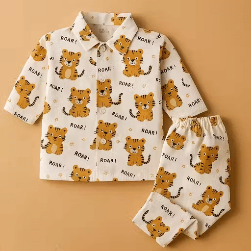     			Sahu trendz Pack of 1 Boys 100% Cotton Nightsuit Set ( White )