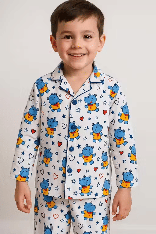     			Sahu trendz Pack of 1 Boys 100% Cotton Nightsuit Set ( Blue )