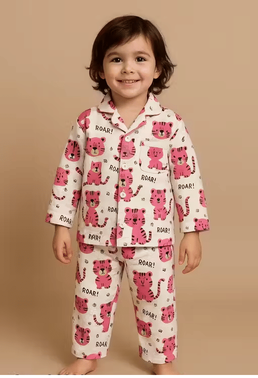     			Sahu trendz Pack of 1 Boys 100% Cotton Nightsuit Set ( Pink )