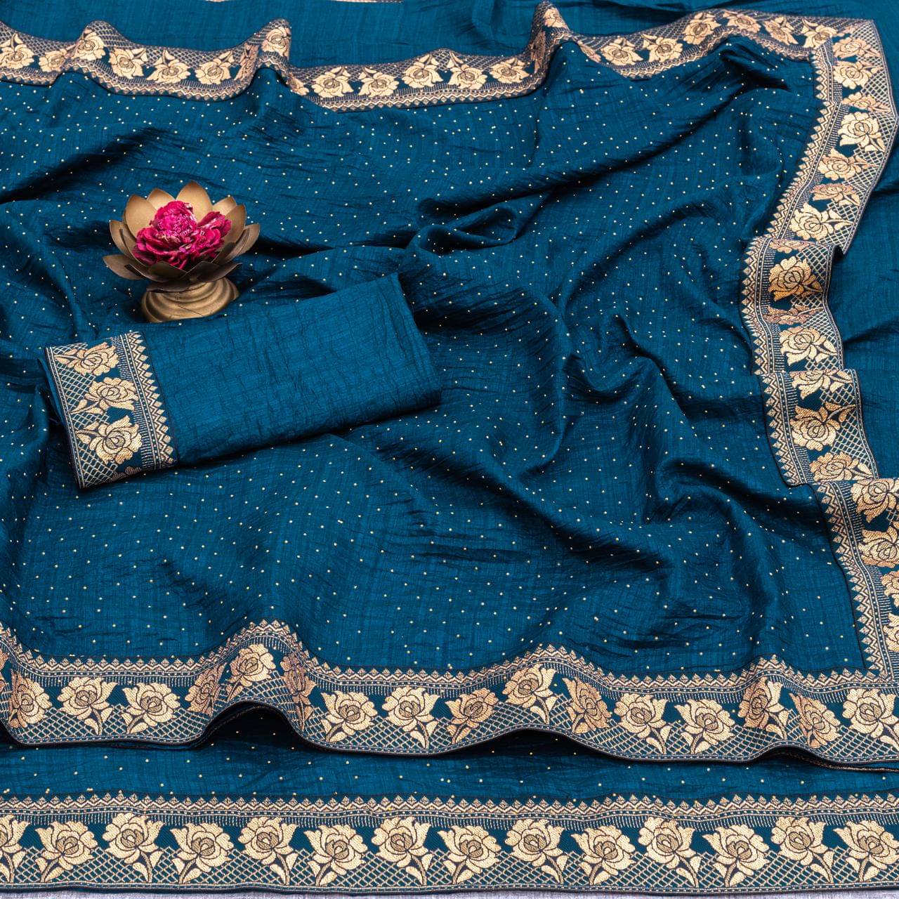 Vala trade Georgette Embroidered Regular Saree With Unstitched Blouse Piece ( Teal ) Vala trade Georgette Embroidered Regular Saree With Unstitched Blouse Piece ( Teal )