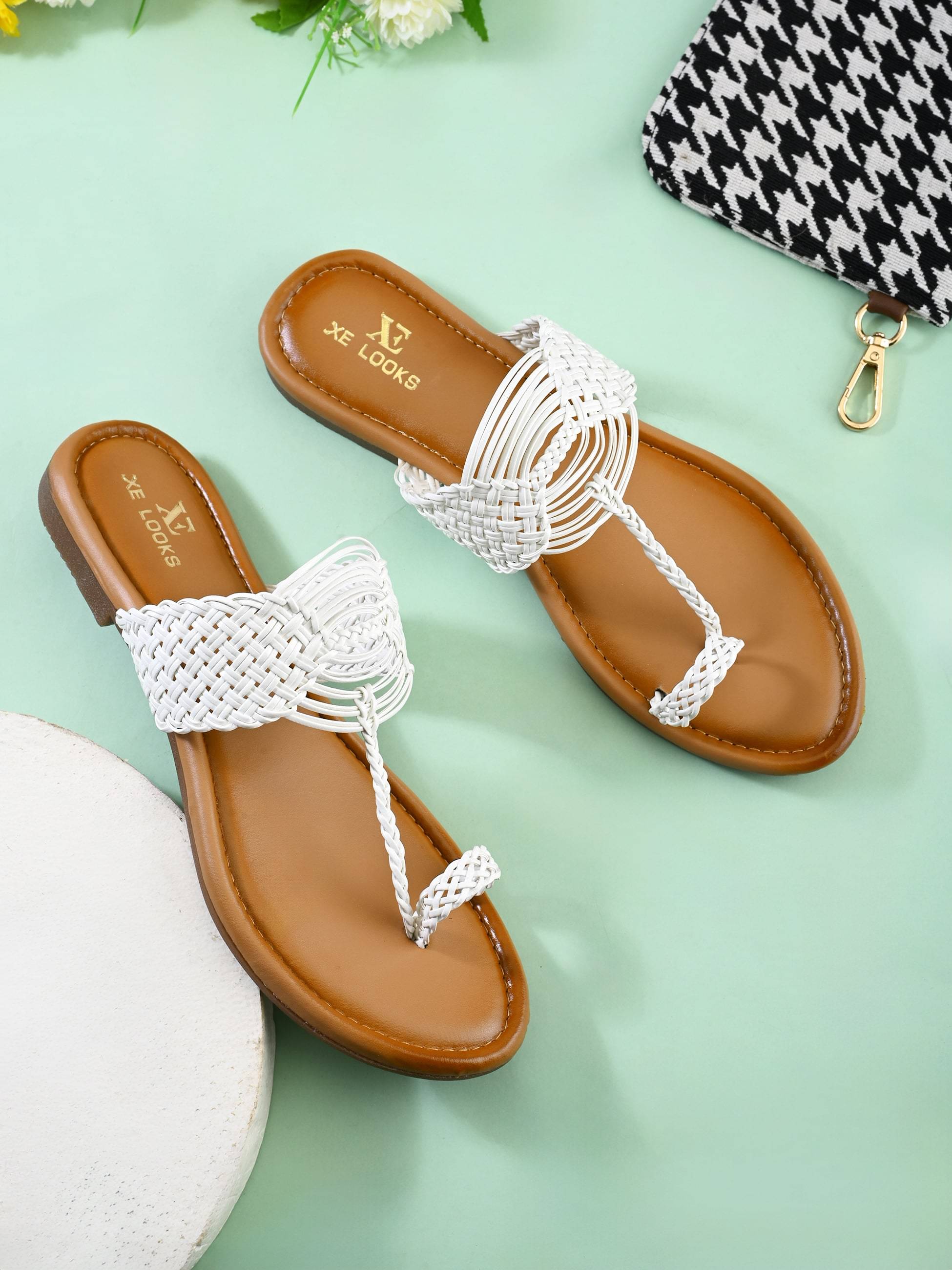     			XE Looks White Women's One Toe Flats