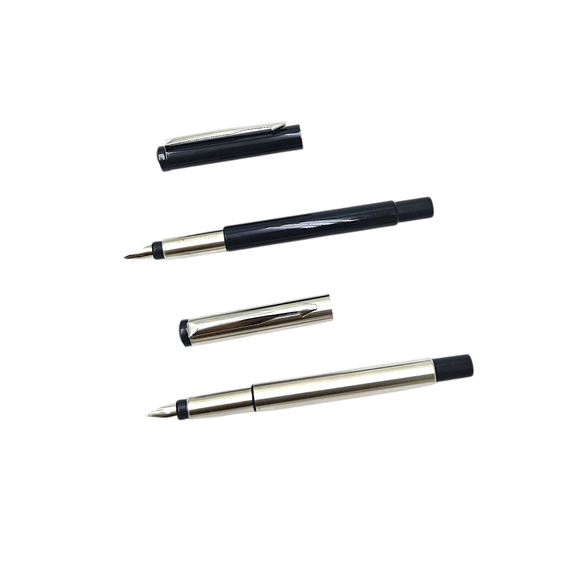 auteur Excutive 901 Fountain Pen Silver & Black Metal Body Fine Nib With Arrow Clip Best Calligraphy Gift Pen For Men & Women Professional Executive Office, Nice Pens (Pack Of 2)