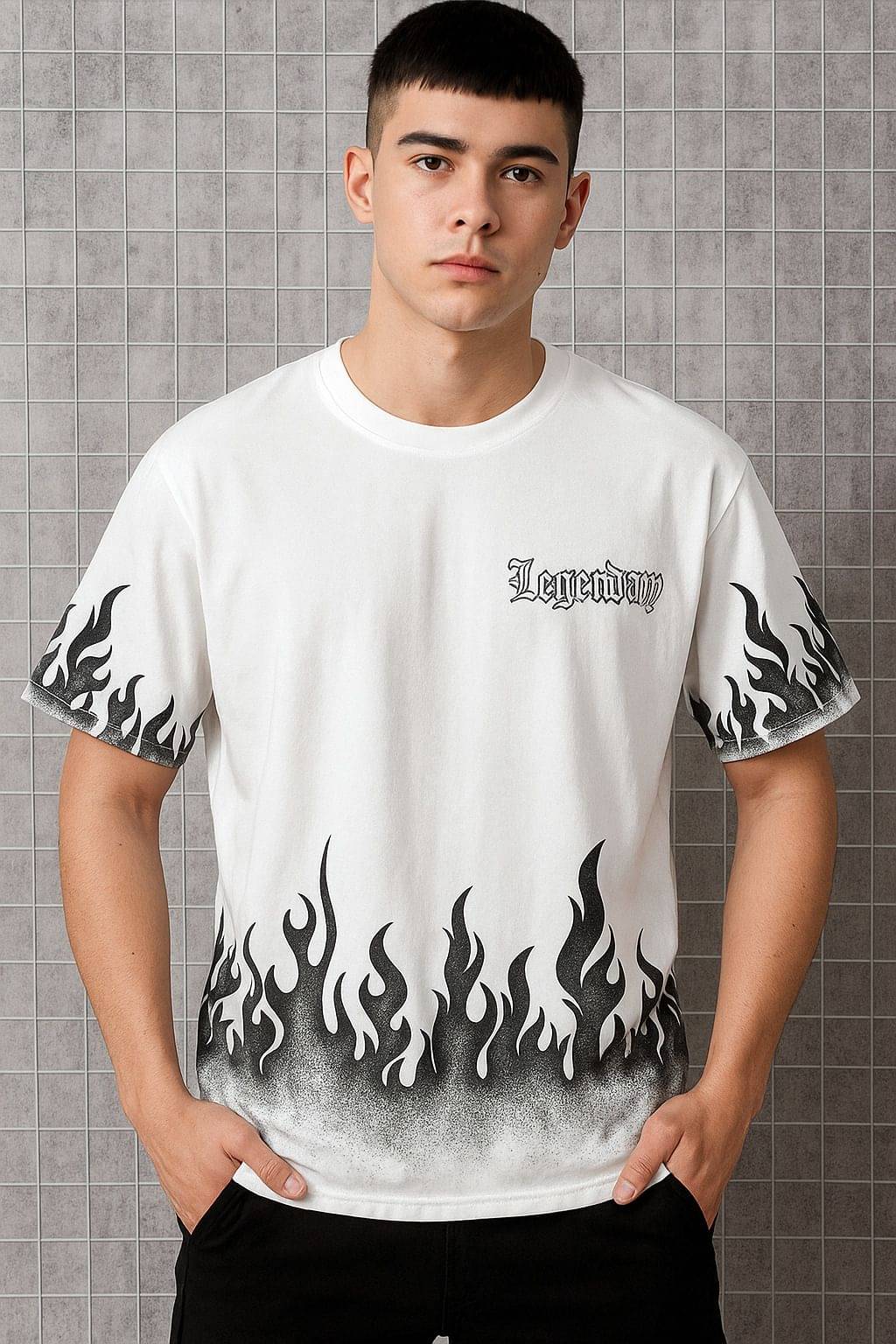 DRVP Men Cotton Blend Regular Fit Printed T-Shirt ( White ) DRVP Men Cotton Blend Regular Fit Printed T-Shirt ( White )