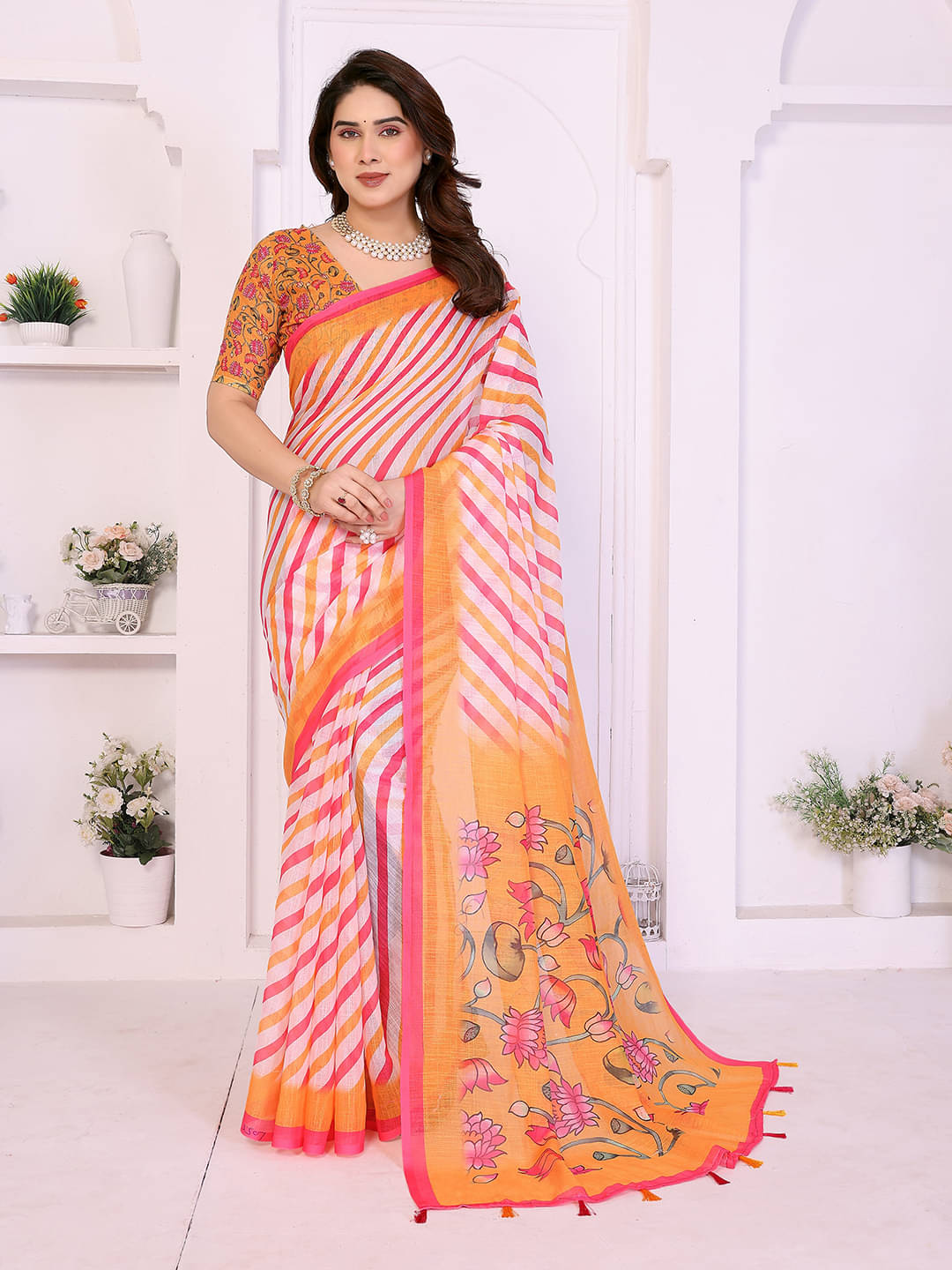 Kashvi Sarees Cotton Printed Regular Saree With Unstitched Blouse Piece ( Orange ) Kashvi Sarees Cotton Printed Regular Saree With Unstitched Blouse Piece ( Orange )