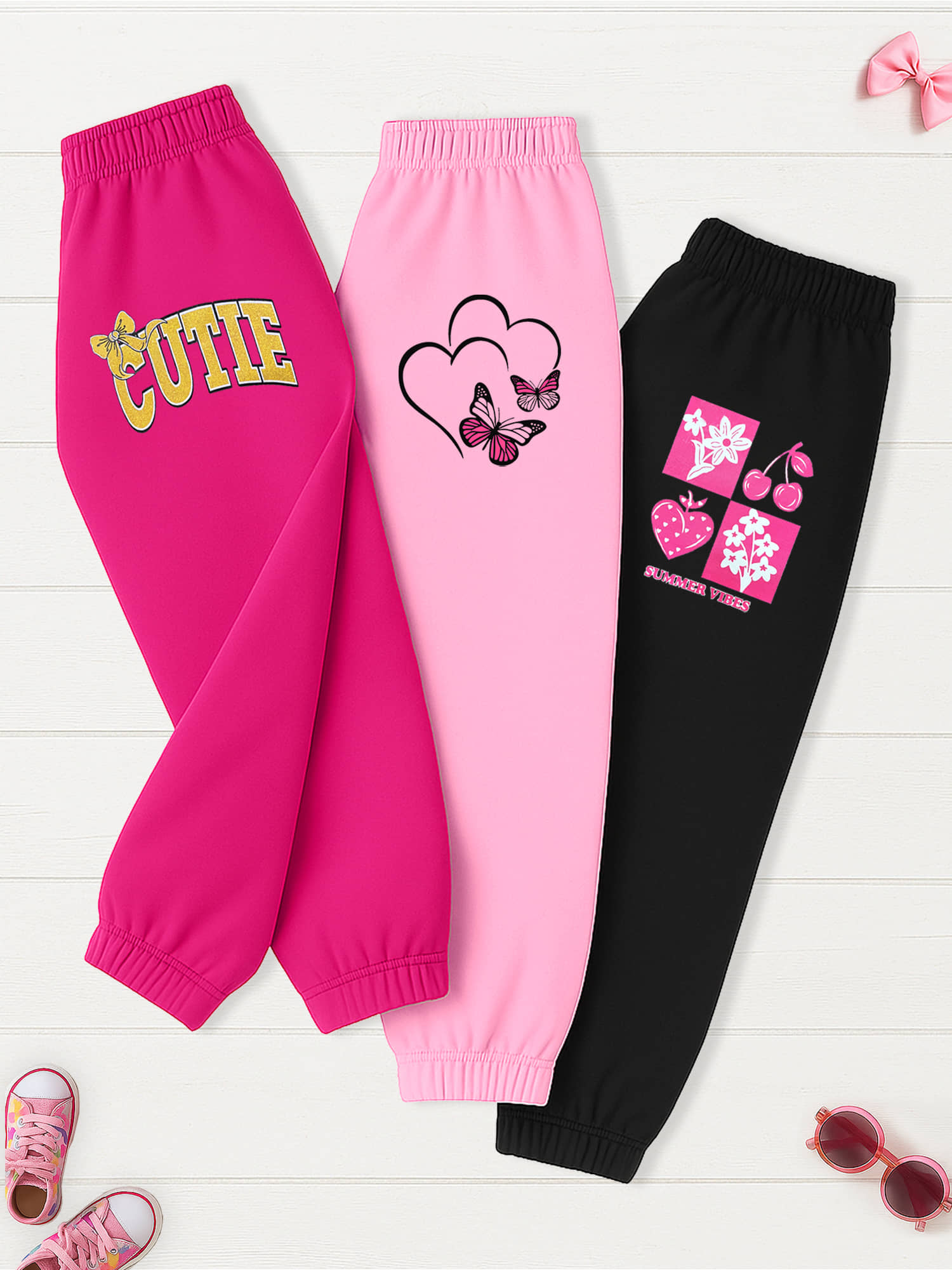 Kuchipoo Pack of 3 Girls Cotton Blend Trackpants ( Colors ) - Track Pants | Buy online on ZillyBuy