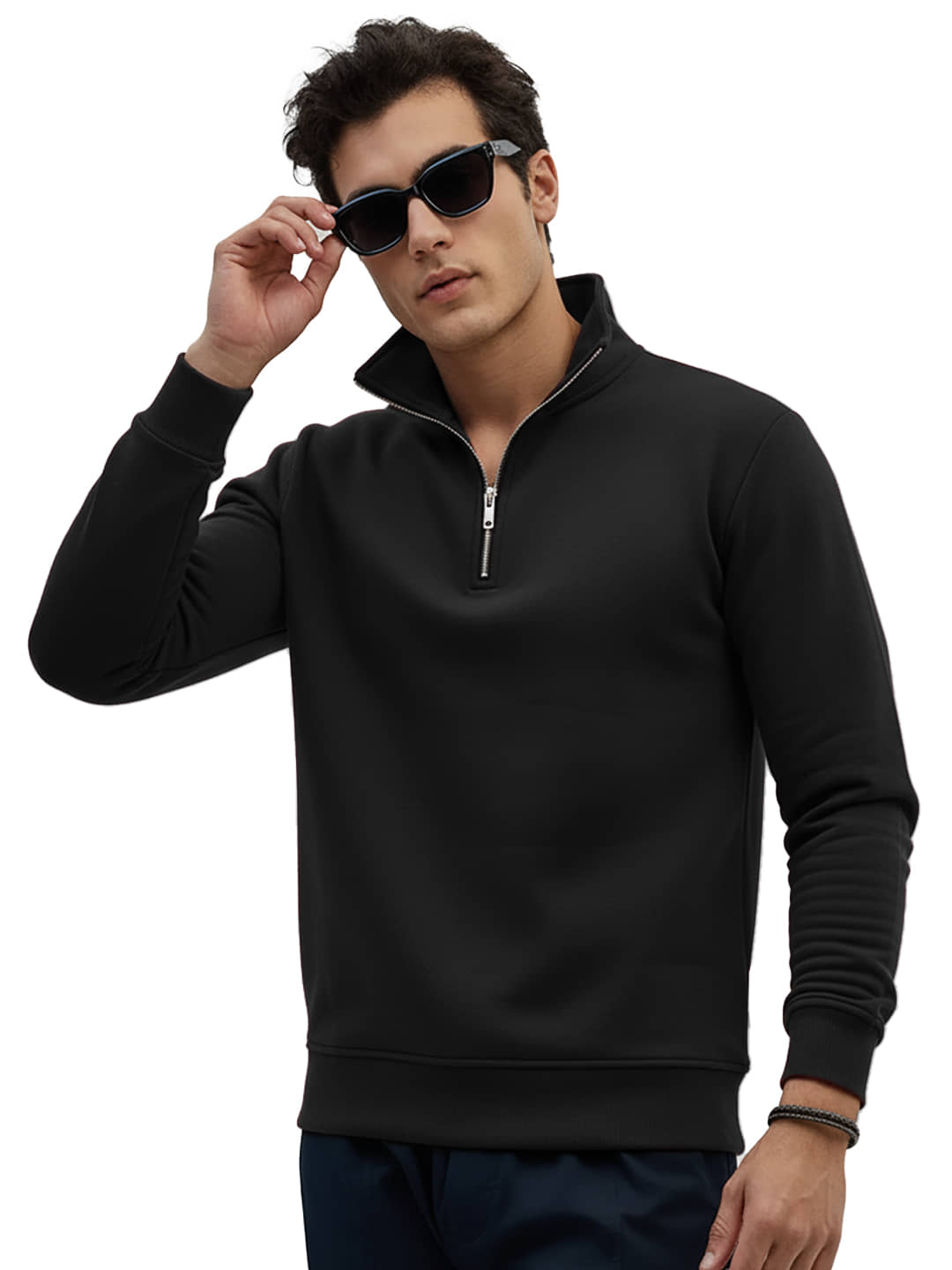 Leotude Fleece High Neck Men's Sweatshirt - Black ( Pack of 1 )