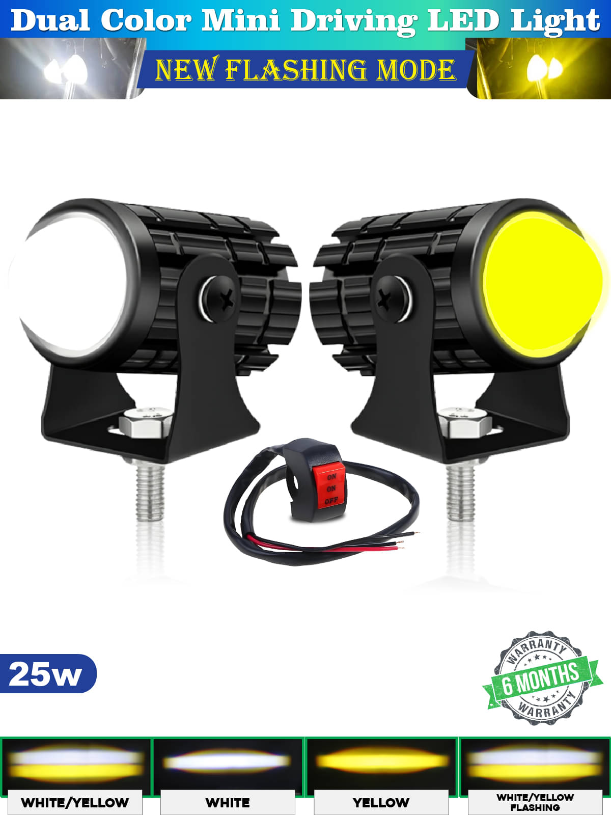 MIKANIX Mini Drive LED Fog Light Lamp | Projector Lens Spotlight | High & Low Beam | White & Yellow Light with On/Off Switch for All Motorbike, Cars, SUV, ATV MIKANIX Mini Drive LED Fog Light Lamp | Projector Lens Spotlight | High & Low Beam | White & Yellow Light with On/Off Switch for All Motorbike, Cars, SUV, ATV