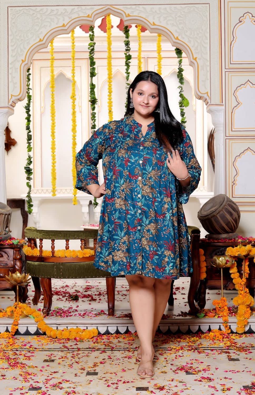 Swasti Women's Cotton Blend Tunic ( Blue )