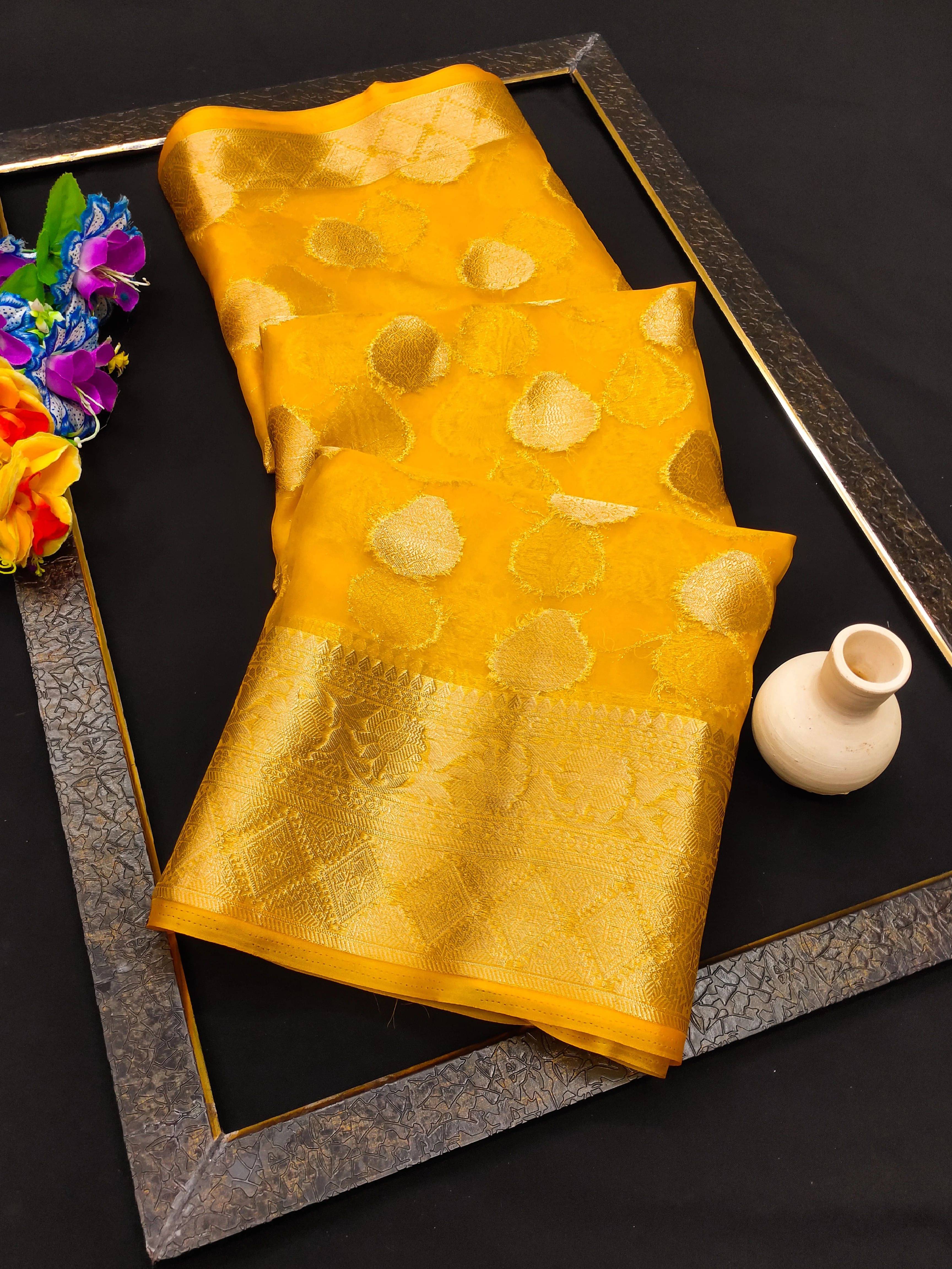 Virdhi Textile Jacquard Printed Banarasi saree With Unstitched Blouse Piece ( Multicolor ) Virdhi Textile Jacquard Printed Banarasi saree With Unstitched Blouse Piece ( Multicolor )