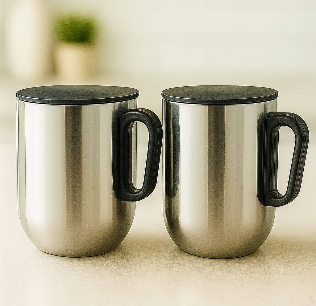 Visaxmi Vaccum Solid Stainless Steel Coffee Mug 400 mL ( Pack of 2 )