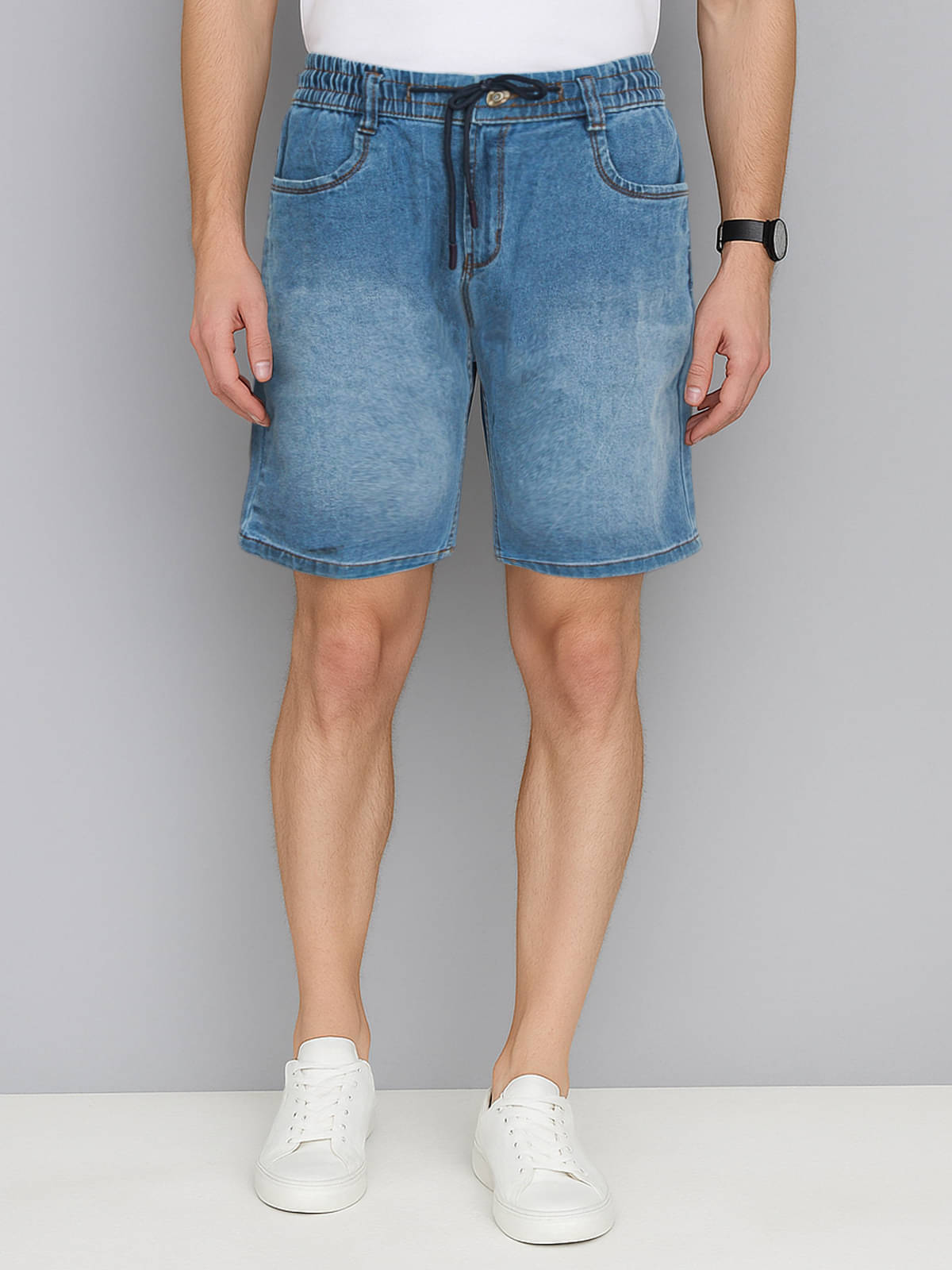     			plounge Light Blue Denim Men's Denim Shorts ( Pack of 1 )