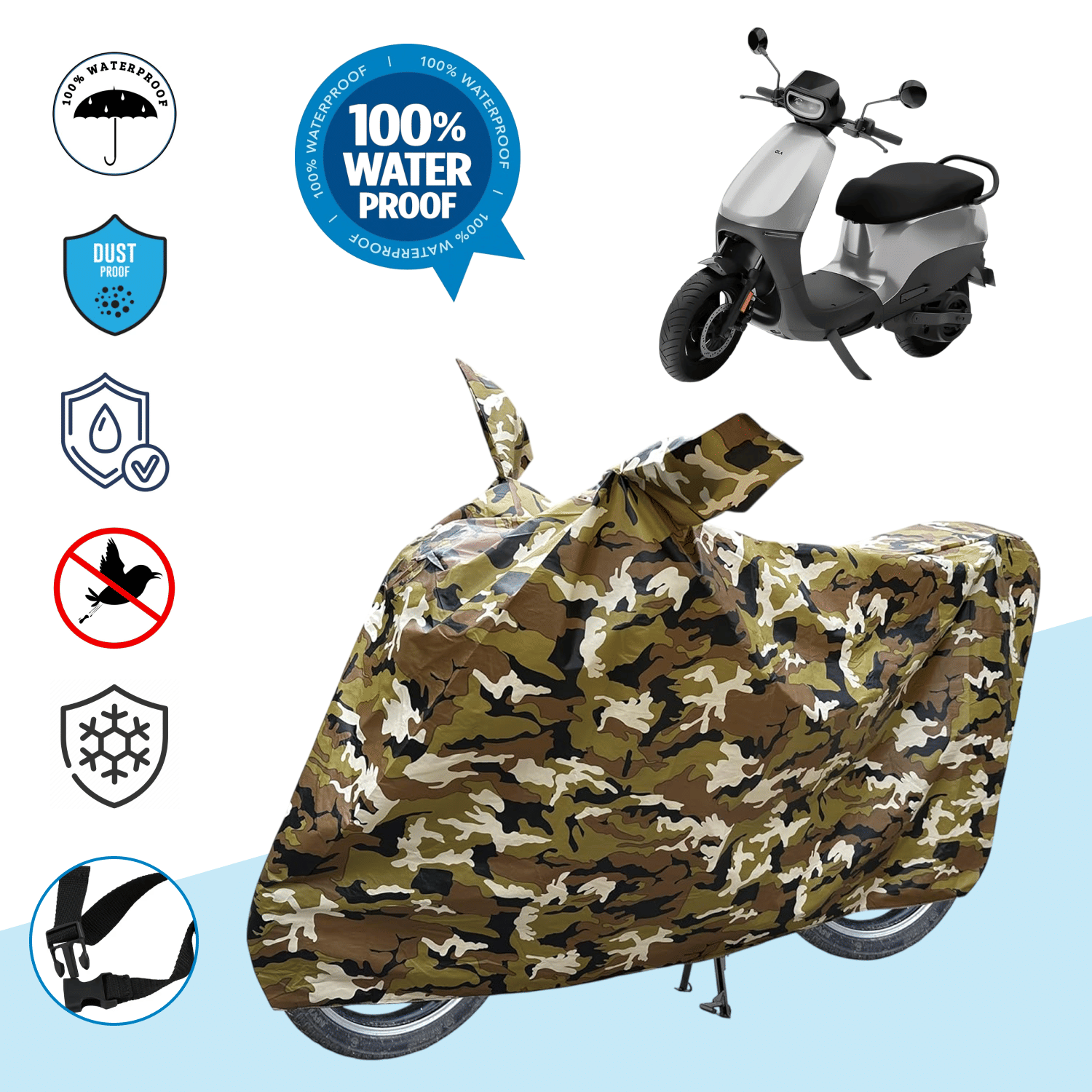 AKSMIT Bike Body Cover for Ola OLA S1 BS6 ( Pack of 1 ) , Jungle AKSMIT Bike Body Cover for Ola OLA S1 BS6 ( Pack of 1 ) , Jungle