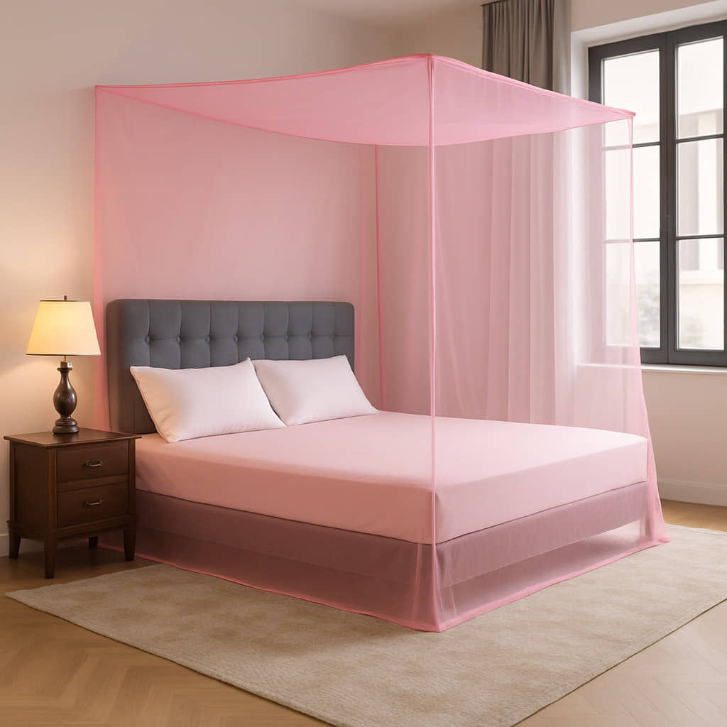 Evafly - Pink Polycotton Foldable Mosquito Net ( Pack of 1 )