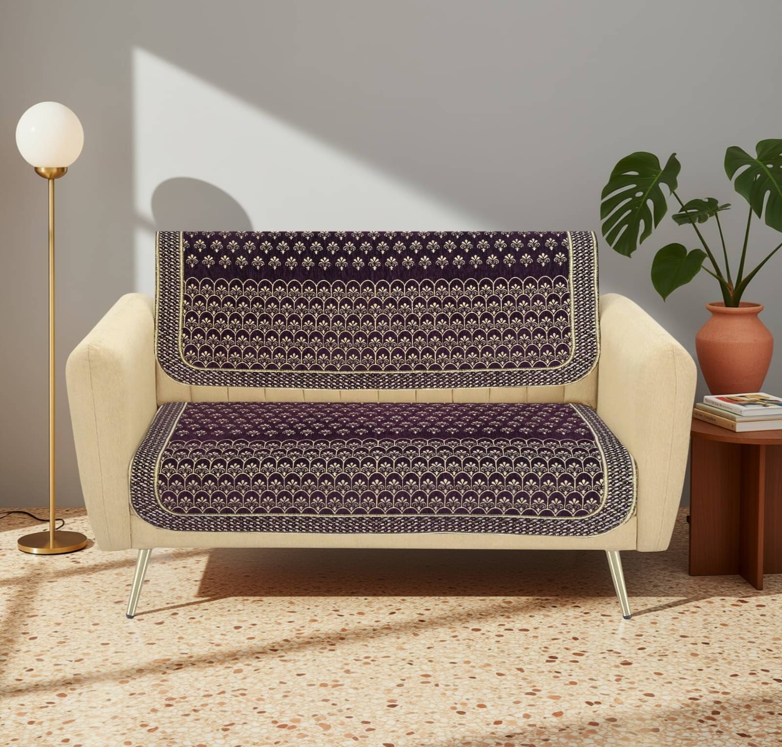     			FURNISHING HUT 2 Seater Velvet Sofa Cover ( Pack of 1 )