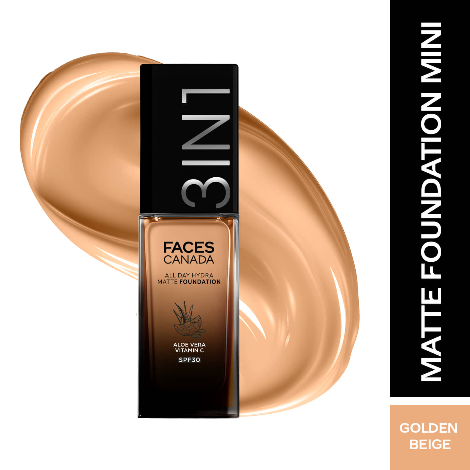 FACES CANADA Hydra Matte Foundation 3-in-1 Foundation + Moisturizer + SPF 30 | Rose Ivory 011 | 25ml