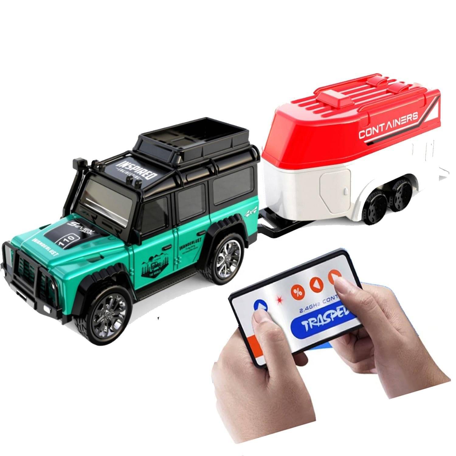     			Mini Alloy Off-Road RC Car for Kids 6+ 1:64 Scale Remote Control Car Toys Strip Lights, 2.4Ghz, USB Rechargeable (Green)