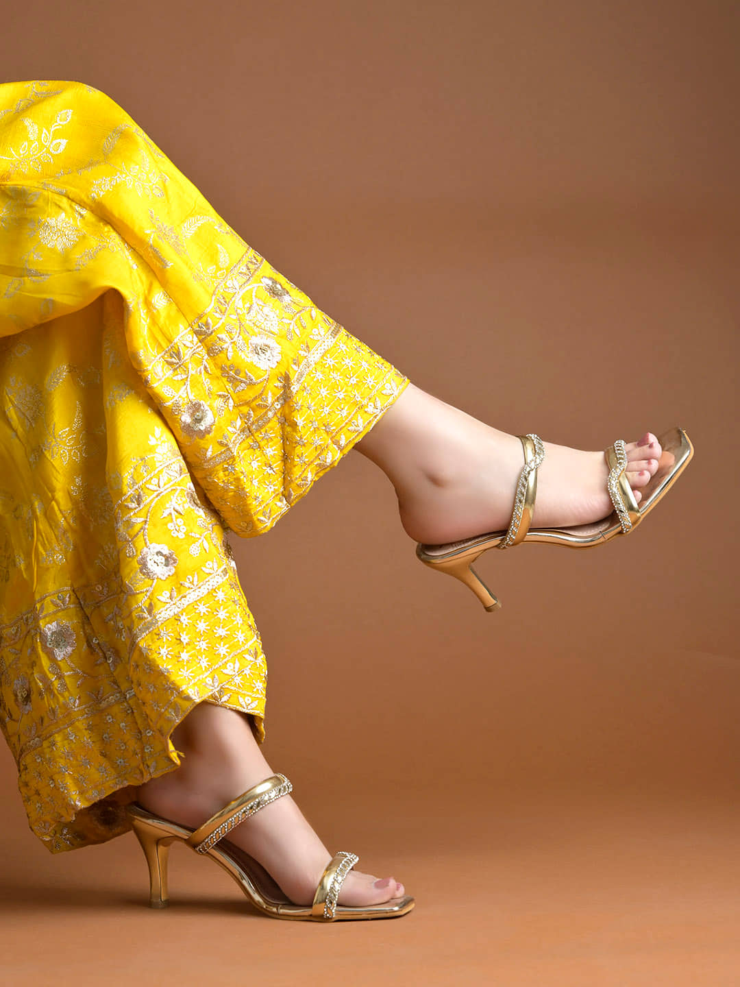 Shoetopia Gold Women's Slip On Heels - Heels | Buy online on ZillyBuy