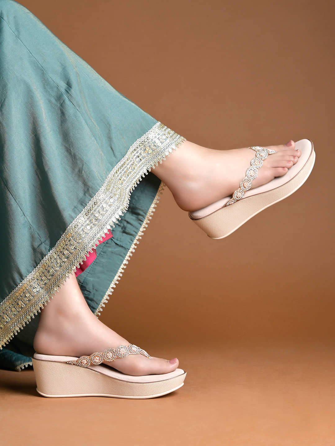 Shoetopia Rose Gold Women's Slip On Heels - Heels | Buy online on ZillyBuy