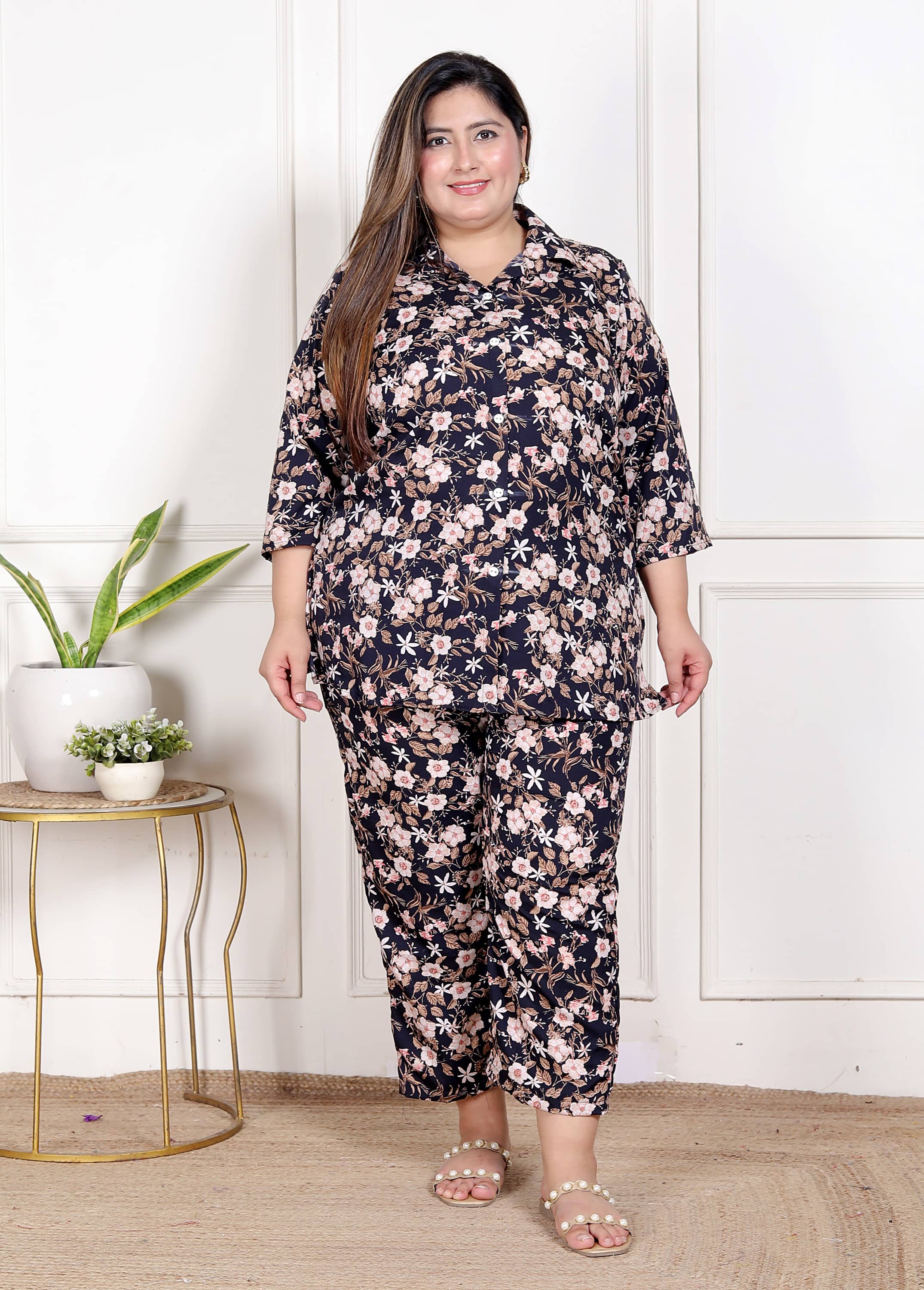 Swasti Women Shirt With Trousers Co-Ord Set ( Black )