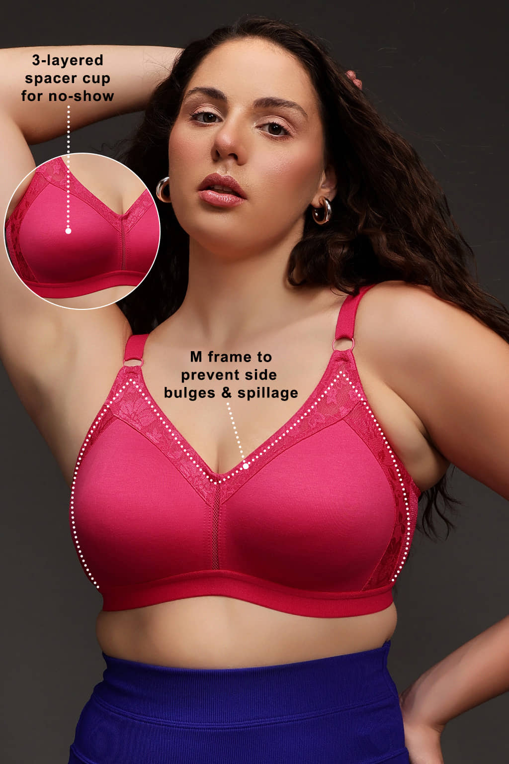 Clovia Pack of 1 Cotton Non Padded Everyday Bra For Women ( Pink )