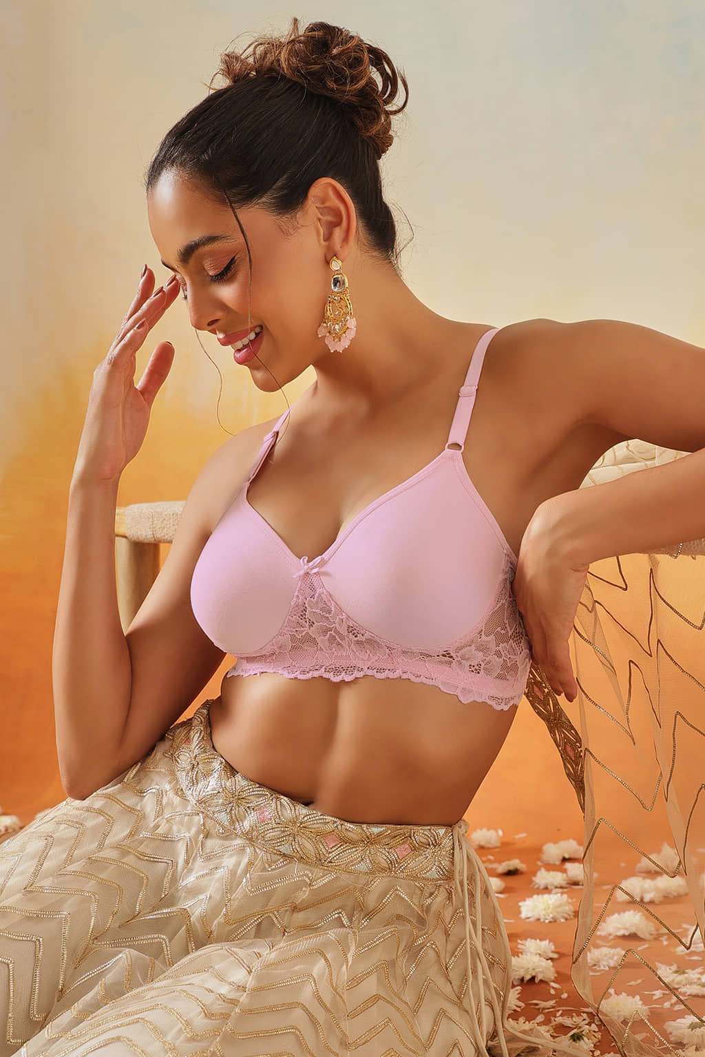 Clovia Pack of 1 Cotton Non Padded T-Shirt Bra For Women ( Pink )