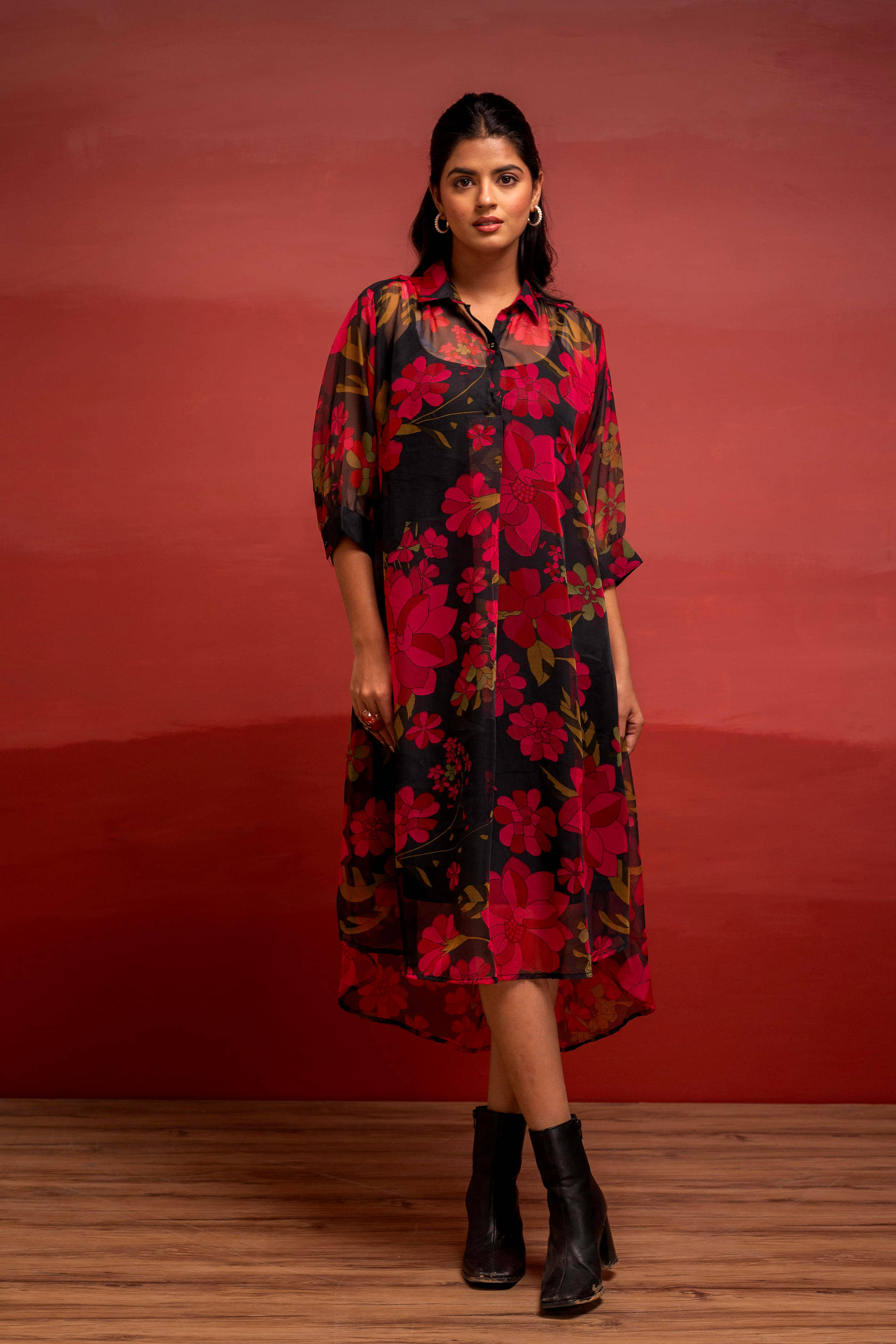 Juniper Women Polyester Printed A-line Kurti ( Black ) - Kurtis, Tunics | Buy online on ZillyBuy