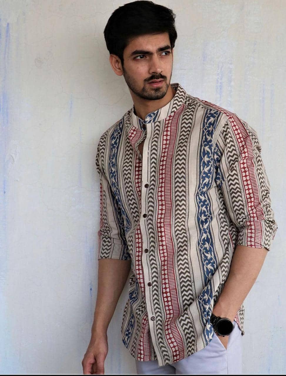 Fashionfricks Cotton Flex Regular Fit Self Design Full Sleeves Men's Casual Shirt - Multi ( Pack of 1 )